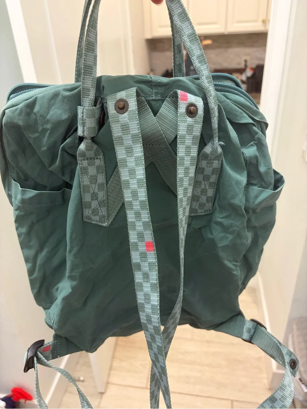 Fjallraven Kånken Backpack - Teal Green with Red Logo